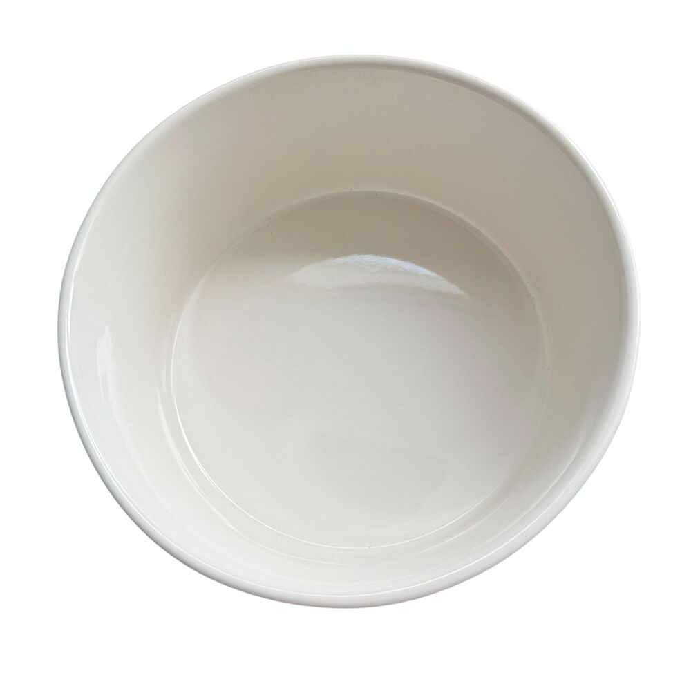 Rae Dunn "SLURP" Dog Bowl XL 8" LL White Ceramic Magenta Artisan Collection - Picture 3 of 10